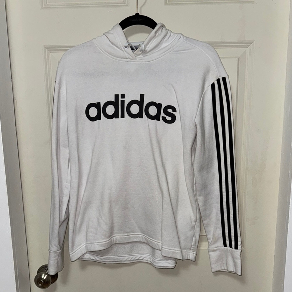Adidas White Hoodie with Black Logo